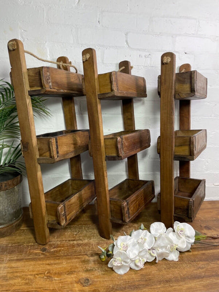 Vintage Reclaimed Rustic Indian Brick Mould Hanging Kitchen Shelves Spice Rack