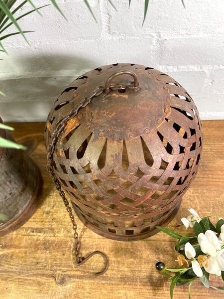 Vintage Rustic Reclaimed Metal Bird Cage Hanging Ceiling Pendant Light Shade