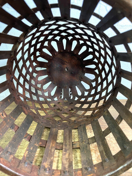 Vintage Rustic Reclaimed Metal Bird Cage Hanging Ceiling Pendant Light Shade