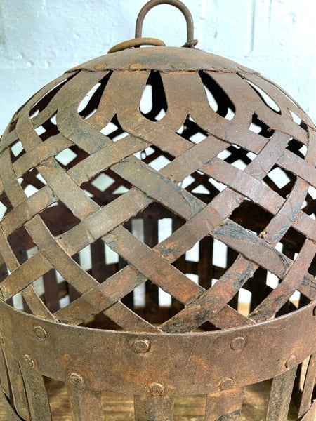 Vintage Rustic Reclaimed Metal Bird Cage Hanging Ceiling Pendant Light Shade