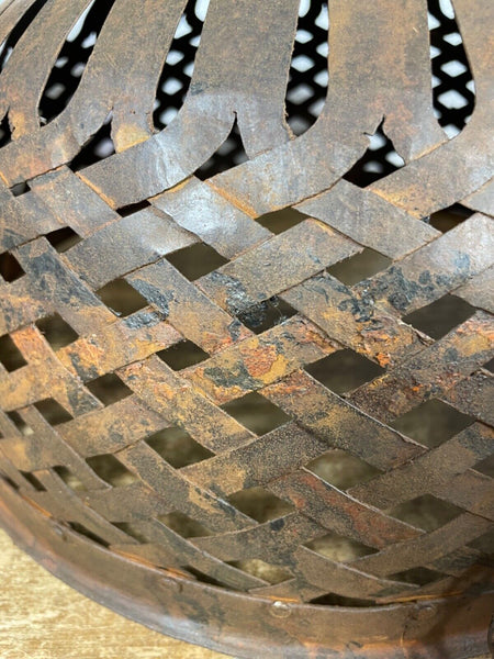 Large Vintage Reclaimed Industrial Metal Lattice Cage Ceiling Light Shade