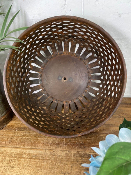 Large Vintage Reclaimed Industrial Metal Lattice Cage Ceiling Light Shade