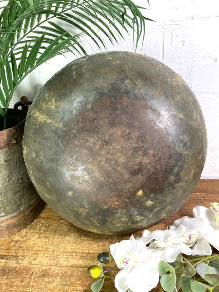 Vintage Rustic Authentic Indian Hand Beaten Riveted Water Pot Vase Bowl Vessel