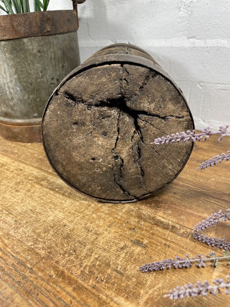 Vintage Antique Rustic Wabi Sabi Hand Carved Wooden Mortar Bowl Candle Holder