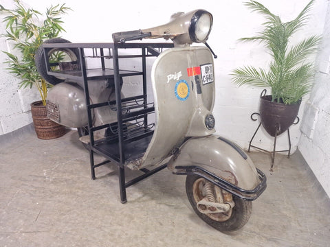 Original Vintage Indian Bajaj Vespa Style Scooter Bar Wine Rack Console Table