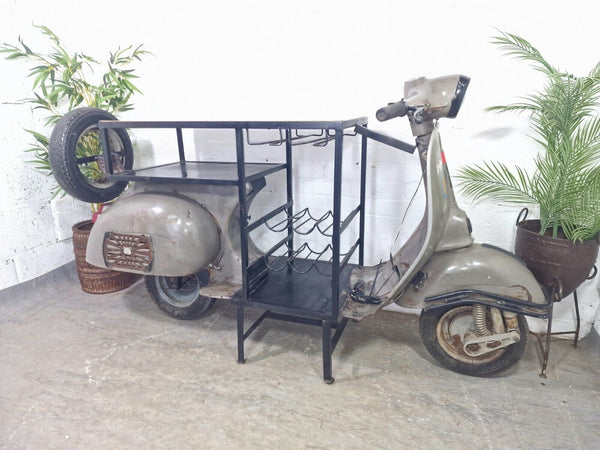 Original Vintage Indian Bajaj Vespa Style Scooter Bar Wine Rack Console Table