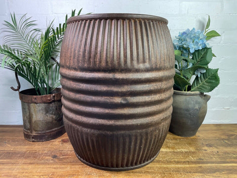 Large Vintage Reclaimed Original Heavy Duty Metal Dolly Tub Garden Planter