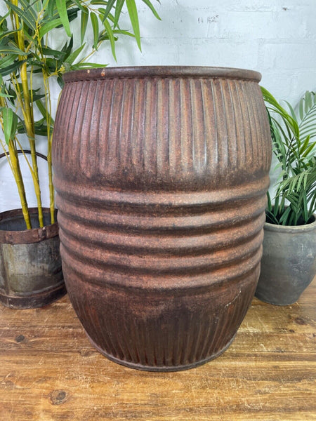 Large Vintage Reclaimed Original Heavy Duty Metal Dolly Tub Garden Planter