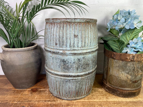 Large Vintage Reclaimed Original Heavy Duty Metal Dolly Tub Garden Planter