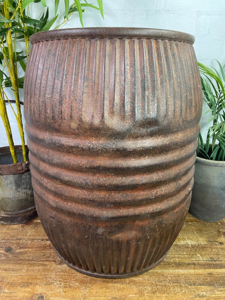 Large Vintage Reclaimed Original Heavy Duty Metal Dolly Tub Garden Planter