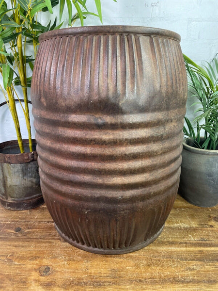 Large Vintage Reclaimed Original Heavy Duty Metal Dolly Tub Garden Planter