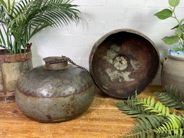 Vintage Rustic Hand Beaten Riveted Indian Industrial Hanging Light Lamp Shade