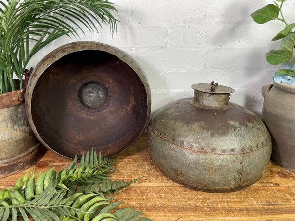 Vintage Rustic Hand Beaten Riveted Indian Industrial Hanging Light Lamp Shade