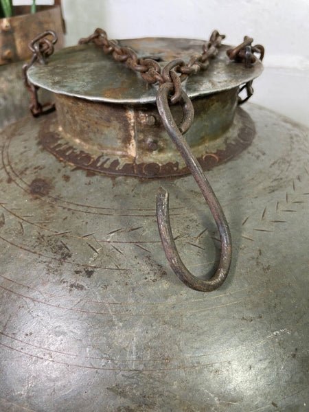 Vintage Rustic Hand Beaten Riveted Indian Industrial Hanging Light Lamp Shade