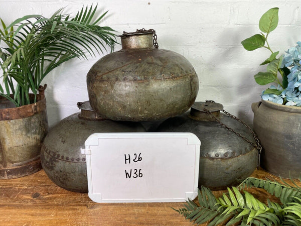 Vintage Rustic Hand Beaten Riveted Indian Industrial Hanging Light Lamp Shade