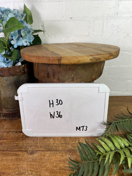 Vintage Rustic Wabi Sabi Hand Carved Indian Wooden Mortar Side Lamp Drinks Table