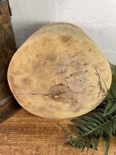 Vintage Rustic Indian Wabi Sabi Hand Carved Wooden Grain Measure Storage Pot