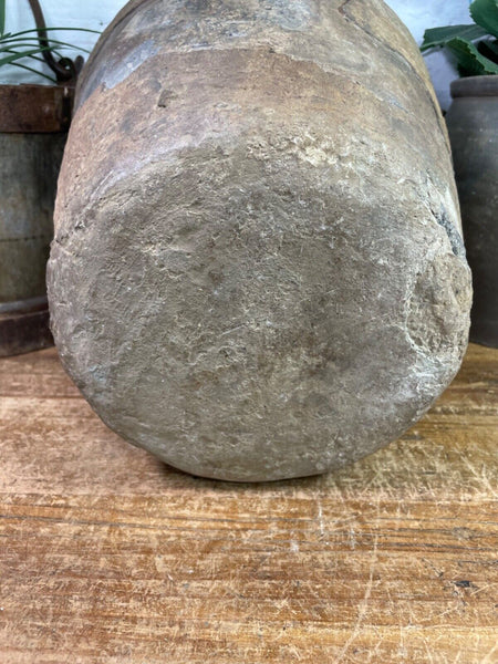 Vintage Rustic Antique Indian Clay Grain Storage Olive Jar Java Pot Urn