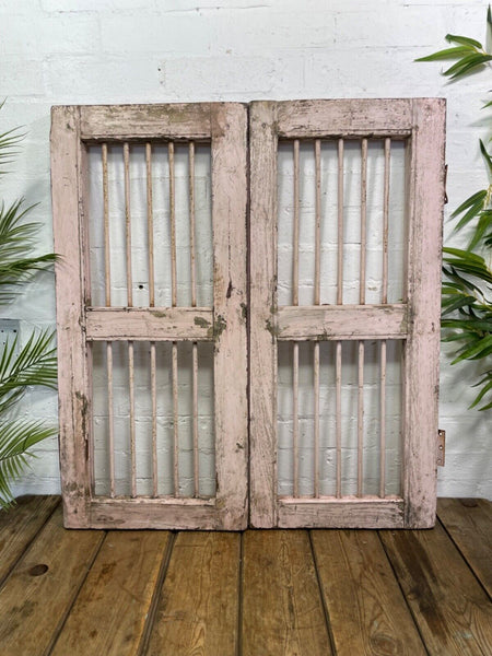 Old Pair Vintage Reclaimed Indian Wooden Iron Saloon Doors Shutters Garden Gates