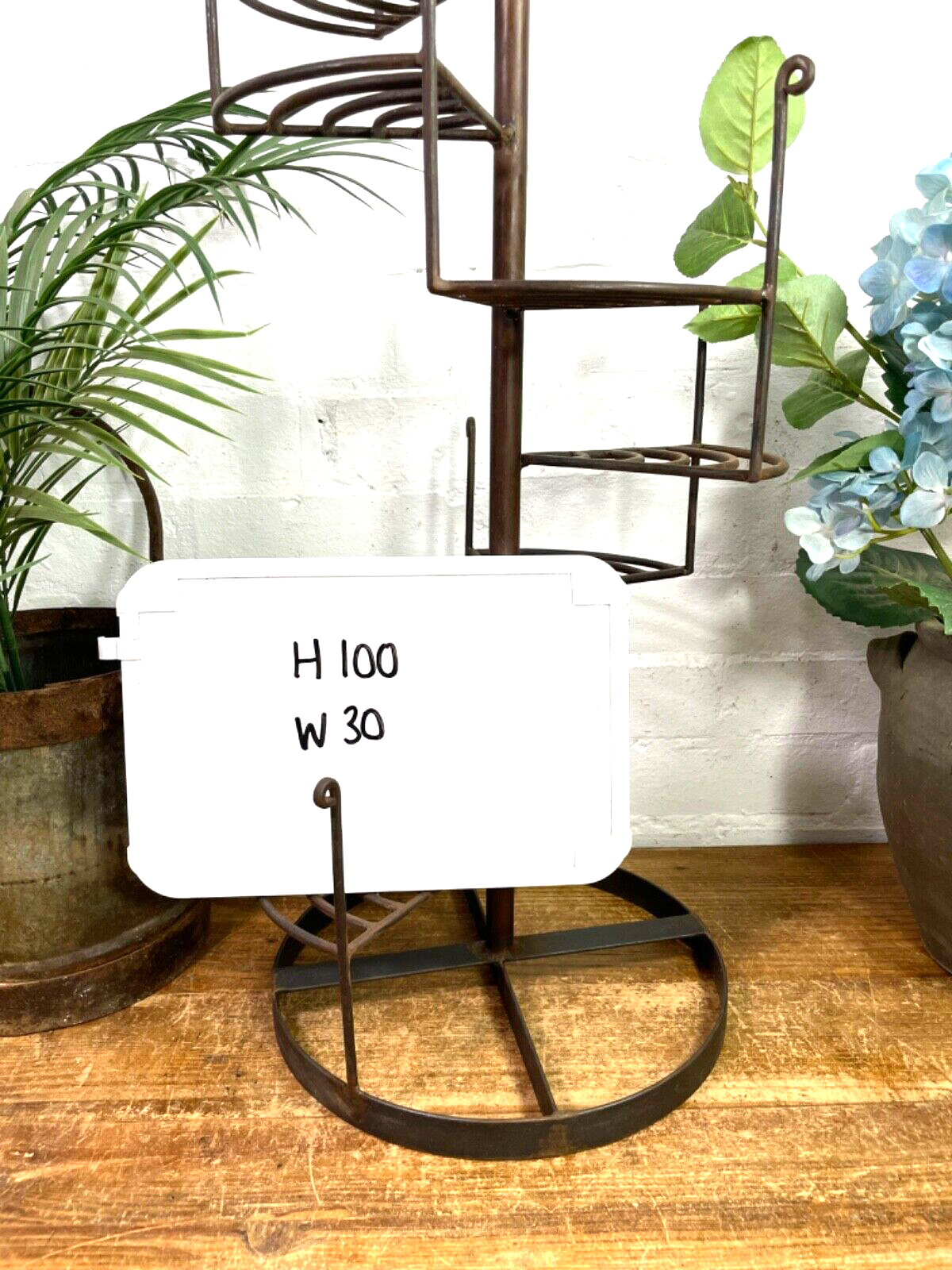 hobby lobby metal plant hanger Rustic Reclaimed Wrought Iron Metal Spiral Staircase Garden Plant Stan – Bucks Retro & Vintage