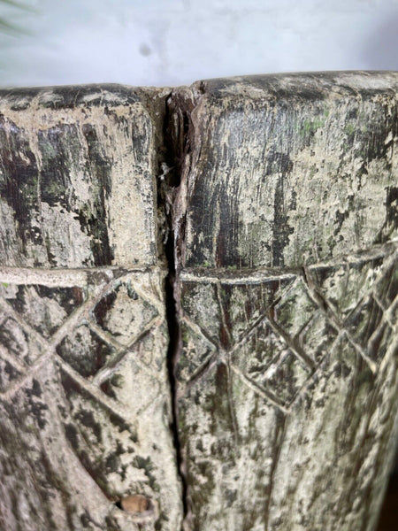 Vintage Antique Rustic Wabi Sabi Hand Carved Wooden Mortar Bowl Candle Holder