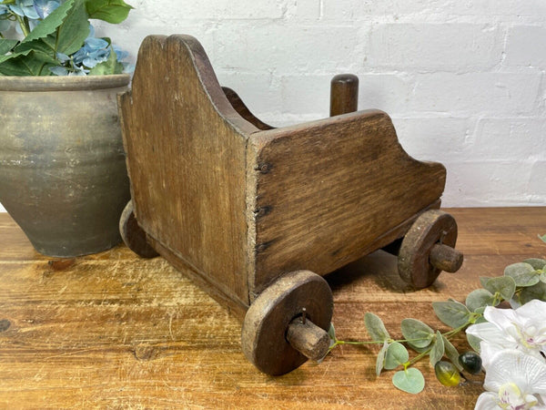 Rare Vintage Antique Colonial Indian Hardwood Childrens Toy Pull Along Cart