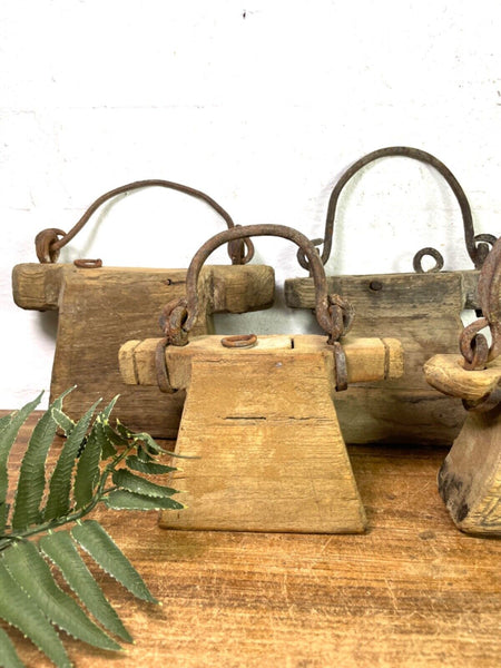 Vintage Indian Rustic Wabi Sabi Hand Carved Teak Wooden Oil Lantern Container