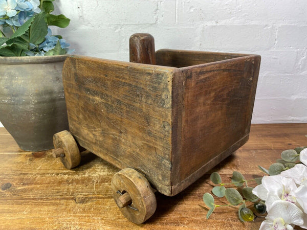 Rare Vintage Antique Colonial Indian Hardwood Childrens Toy Pull Along Cart