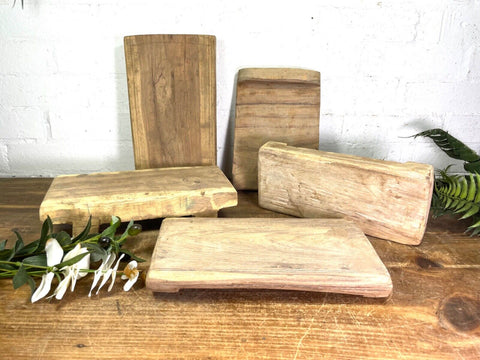 Vintage Rustic Small Solid Wooden Chopping Block Serving Cheese Nibbles Board