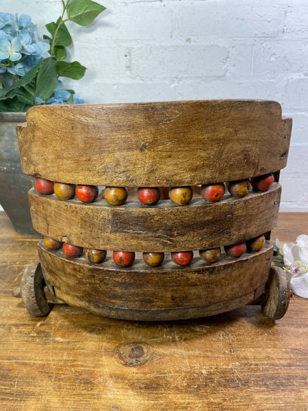 Rare Vintage Antique Colonial Indian Hardwood Childrens Toy Pull Along Cart