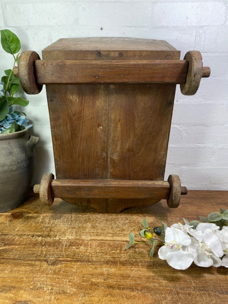 Rare Vintage Antique Colonial Indian Hardwood Childrens Toy Pull Along Cart
