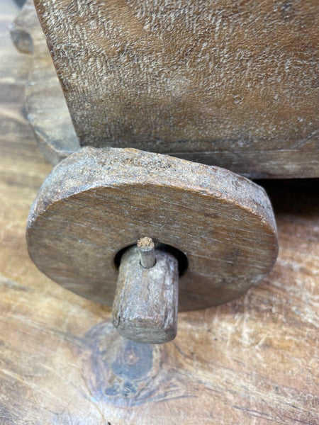 Rare Vintage Antique Colonial Indian Hardwood Childrens Toy Pull Along Cart
