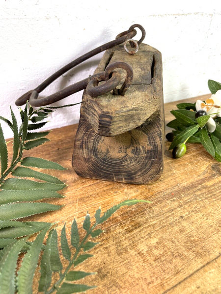 Vintage Indian Rustic Wabi Sabi Hand Carved Teak Wooden Oil Lantern Container