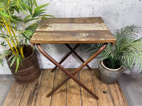 Vintage Reclaimed Folding Wooden Boat Wood Side Lamp Bedside Table