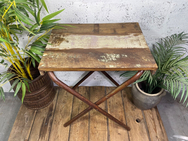 Vintage Reclaimed Folding Wooden Boat Wood Side Lamp Bedside Table