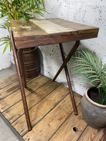 Vintage Reclaimed Folding Wooden Boat Wood Side Lamp Bedside Table