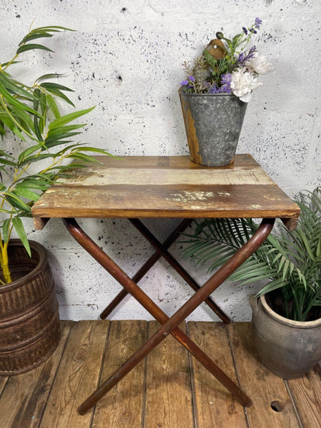 Vintage Reclaimed Folding Wooden Boat Wood Side Lamp Bedside Table