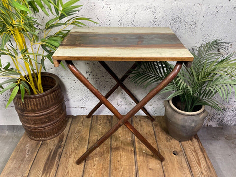 Vintage Reclaimed Folding Wooden Boat Wood Side Lamp Bedside Table