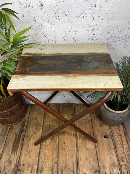 Vintage Reclaimed Folding Wooden Boat Wood Side Lamp Bedside Table