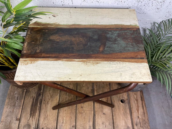 Vintage Reclaimed Folding Wooden Boat Wood Side Lamp Bedside Table