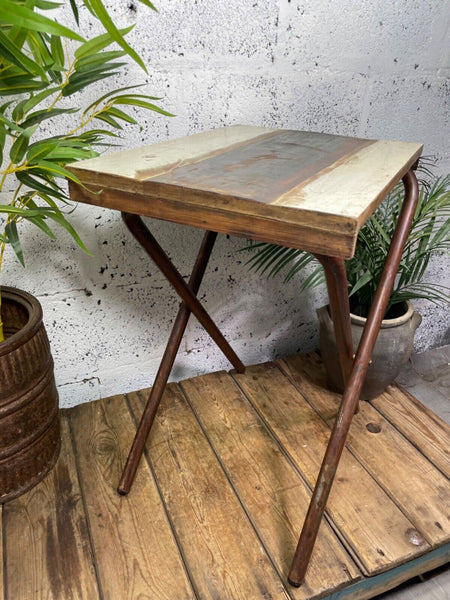 Vintage Reclaimed Folding Wooden Boat Wood Side Lamp Bedside Table