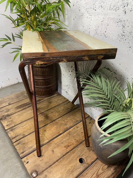 Vintage Reclaimed Folding Wooden Boat Wood Side Lamp Bedside Table
