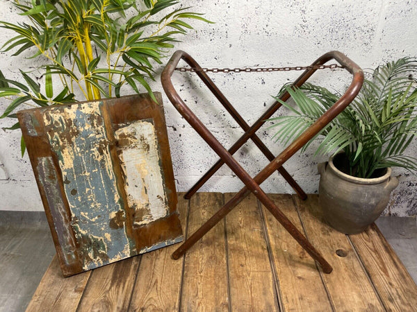 Vintage Reclaimed Folding Wooden Boat Wood Side Lamp Bedside Table