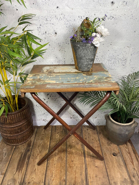 Vintage Reclaimed Folding Wooden Boat Wood Side Lamp Bedside Table
