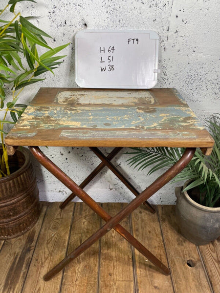Vintage Reclaimed Folding Wooden Boat Wood Side Lamp Bedside Table