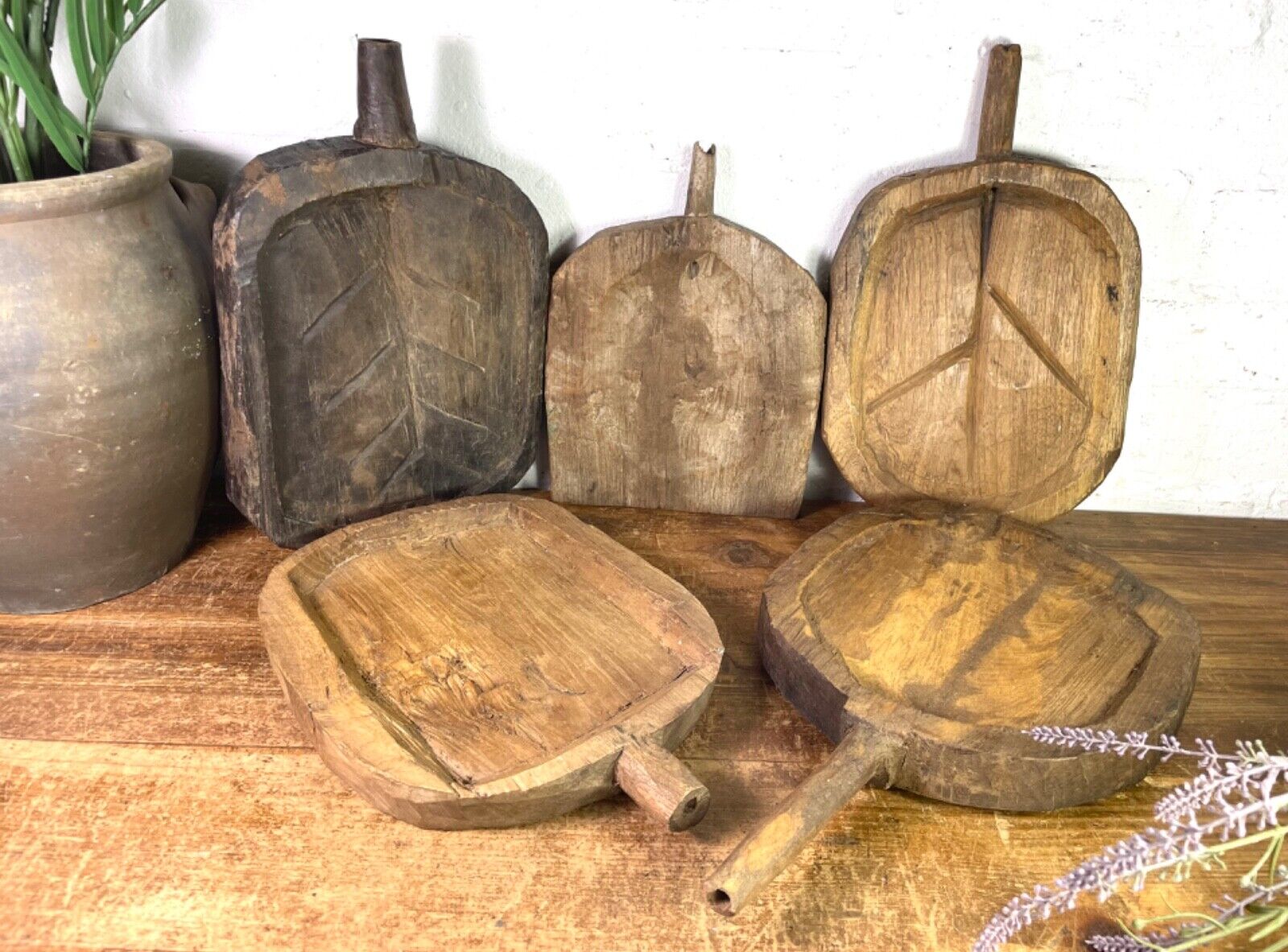Vintage Rustic Wabi Sabi Hand Carved Wooden Plate Tray Dish Cheese Nibbles Board