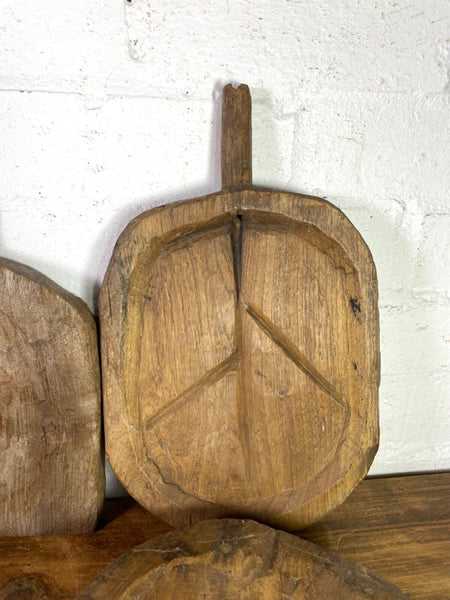 Vintage Rustic Wabi Sabi Hand Carved Wooden Plate Tray Dish Cheese Nibbles Board