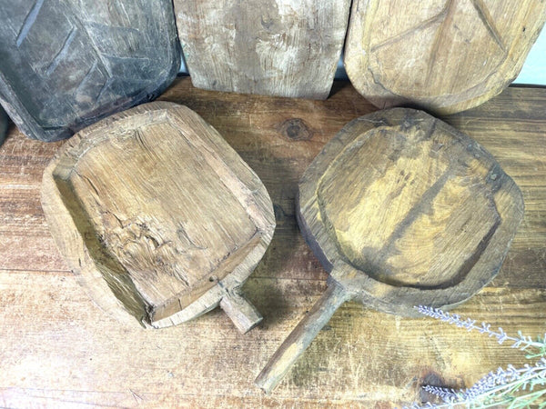 Vintage Rustic Wabi Sabi Hand Carved Wooden Plate Tray Dish Cheese Nibbles Board