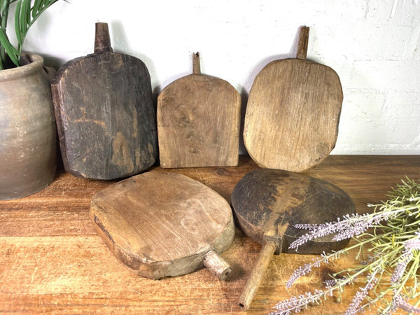 Vintage Rustic Wabi Sabi Hand Carved Wooden Plate Tray Dish Cheese Nibbles Board
