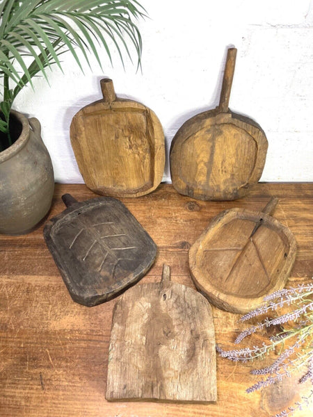 Vintage Rustic Wabi Sabi Hand Carved Wooden Plate Tray Dish Cheese Nibbles Board